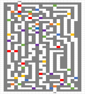 Labyrinthe de cubes colorés, énigme à résoudre pour le concours 